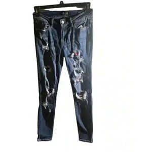 Judy Blue Distressed Skinny Fit Jeans With Colorful Patchwork Womens Size 5/27 B